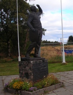 Statue of Thor Solberg in his hometown of Floro, Norway